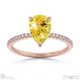 yellow natural diamond pear side stone claw engagement ring rose gold with 9k rose gold metal and pear shape diamond