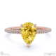 yellow natural diamond pear side stone claw engagement ring rose gold with 9k rose gold metal and pear shape diamond