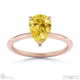 yellow lab grown diamond pear solitaire claw engagement ring rose gold with 9k rose gold metal and pear shape diamond