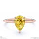 yellow lab grown diamond pear solitaire claw engagement ring rose gold with 9k rose gold metal and pear shape diamond