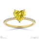 yellow lab grown diamond heart side stone claw engagement ring yellow gold with 9k yellow gold metal and heart shape diamond