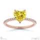 yellow natural diamond heart side stone claw engagement ring rose gold with 18k rose gold metal and heart shape diamond