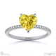 yellow lab grown diamond heart side stone claw engagement ring platinum with platinum metal and heart shape diamond