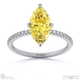 yellow lab grown diamond marquise side stone claw engagement ring platinum with platinum metal and marquise shape diamond