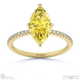 yellow lab grown diamond marquise side stone claw engagement ring yellow gold with 18k yellow gold metal and marquise shape diamond