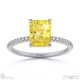 yellow lab grown diamond radiant side stone claw engagement ring platinum with platinum metal and radiant shape diamond