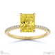 yellow lab grown diamond radiant side stone claw engagement ring yellow gold with 9k yellow gold metal and radiant shape diamond