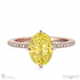 yellow natural diamond low hidden halo oval cut cross claws engagement ring rose gold with 9k rose gold metal and oval shape diamond