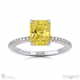 yellow natural diamond four claw hidden halo side diamond engagement ring white gold with 9k white gold metal and radiant shape diamond