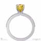 yellow natural diamond four claw hidden halo side diamond engagement ring white gold with 9k white gold metal and radiant shape diamond