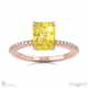 yellow natural diamond low hidden halo radiant cut engagement ring rose gold with 9k rose gold metal and radiant shape diamond