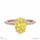 yellow lab grown diamond four claw hidden halo side diamond engagement ring rose gold with 9k rose gold metal and oval shape diamond