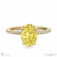 yellow lab grown diamond low hidden halo oval cut engagement ring yellow gold with 18k yellow gold metal and oval shape diamond