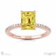 yellow lab grown diamond low hidden halo emerald cut engagement ring rose gold with 9k rose gold metal and emerald shape diamond