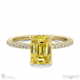 yellow natural diamond low hidden halo emerald cut engagement ring yellow gold with 18k yellow gold metal and emerald shape diamond