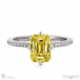 yellow natural diamond low hidden halo emerald cut cross claws engagement ring white gold with 9k white gold metal and emerald shape diamond