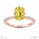 yellow natural diamond low hidden halo emerald cut cross claws engagement ring rose gold with 9k rose gold metal and emerald shape diamond