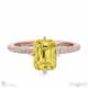 yellow natural diamond low hidden halo emerald cut cross claws engagement ring rose gold with 9k rose gold metal and emerald shape diamond