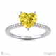 yellow natural diamond low hidden halo heart cut engagement ring white gold with 9k white gold metal and heart shape diamond