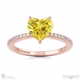 yellow lab grown diamond low hidden halo heart cut engagement ring rose gold with 9k rose gold metal and heart shape diamond
