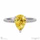 yellow lab grown diamond low hidden halo pear cut engagement ring white gold with 9k white gold metal and pear shape diamond