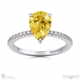 yellow lab grown diamond low hidden halo pear cut engagement ring white gold with 9k white gold metal and pear shape diamond