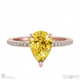 yellow lab grown diamond pear hidden halo with pave side diamonds engagement ring rose gold with 18k rose gold metal and pear shape diamond