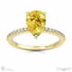 yellow natural diamond low hidden halo pear cut engagement ring yellow gold with 18k yellow gold metal and pear shape diamond
