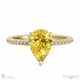 yellow natural diamond low hidden halo pear cut engagement ring yellow gold with 18k yellow gold metal and pear shape diamond