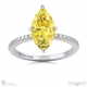 yellow lab grown diamond engagement ring with hidden halo and side stones white gold with 9k white gold metal and marquise shape diamond