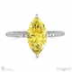 yellow lab grown diamond engagement ring with hidden halo and side stones white gold with 9k white gold metal and marquise shape diamond