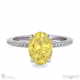 yellow lab grown diamond double hidden halo oval cut side stone engagement ring white gold with 18k white gold metal and oval shape diamond