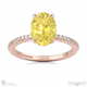 yellow lab grown diamond oval double hidden halo side stone engagement ring rose gold with 18k rose gold metal and oval shape diamond