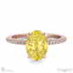 yellow lab grown diamond oval double hidden halo side stone engagement ring rose gold with 18k rose gold metal and oval shape diamond