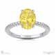 yellow lab grown diamond oval cut hidden halo sidestones engagement ring white gold with 9k white gold metal and oval shape diamond