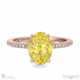 yellow lab grown diamond oval cut hidden halo side stones engagement ring rose gold with 18k rose gold metal and oval shape diamond