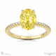 yellow lab grown diamond hidden halo side stone engagement ring yellow gold with 18k yellow gold metal and oval shape diamond