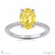 yellow natural diamond hidden halo claw set oval side stone engagement ring white gold with 18k white gold metal and oval shape diamond