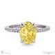 yellow natural diamond hidden halo claw set oval side stone engagement ring white gold with 18k white gold metal and oval shape diamond