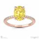 yellow natural diamond hidden halo oval cut claw set side stone engagement ring rose gold with 9k rose gold metal and oval shape diamond