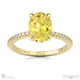 yellow lab grown diamond hidden halo oval cut claw set side stone engagement ring yellow gold with 18k yellow gold metal and oval shape diamond