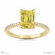 yellow natural diamond hidden halo claw set emerald cut side stone engagement ring yellow gold with 18k yellow gold metal and emerald shape diamond