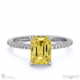 yellow natural diamond double hidden halo side stone engagement ring platinum with platinum metal and emerald shape diamond