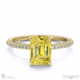 yellow lab grown diamond double hidden halo side stone engagement ring yellow gold with 18k yellow gold metal and emerald shape diamond