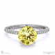 yellow lab grown diamond round double hidden halo side stone engagement ring white gold with 9k white gold metal and round shape diamond