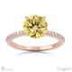yellow lab grown diamond round double hidden halo side stone engagement ring rose gold with 9k rose gold metal and round shape diamond