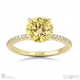 yellow lab grown diamond double hidden halo side stone engagement ring yellow gold with 18k yellow gold metal and round shape diamond
