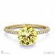 yellow lab grown diamond double hidden halo side stone engagement ring yellow gold with 18k yellow gold metal and round shape diamond
