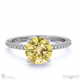 yellow natural diamond round cut hidden halo side stones engagement ring white gold with 18k white gold metal and round shape diamond