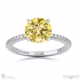 yellow natural diamond round cut hidden halo side stones engagement ring white gold with 18k white gold metal and round shape diamond